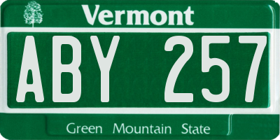 VT license plate ABY257