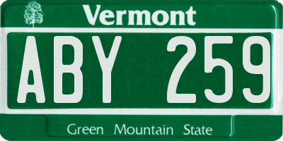 VT license plate ABY259
