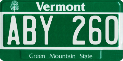 VT license plate ABY260