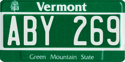 VT license plate ABY269