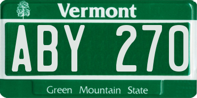 VT license plate ABY270