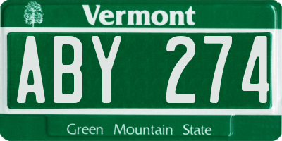 VT license plate ABY274