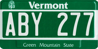 VT license plate ABY277
