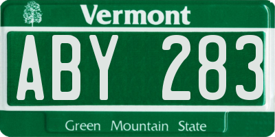VT license plate ABY283