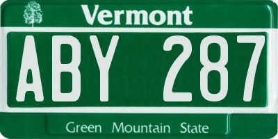 VT license plate ABY287