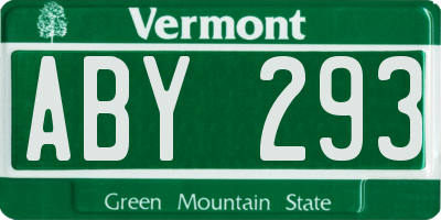 VT license plate ABY293