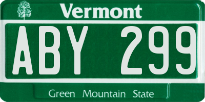 VT license plate ABY299