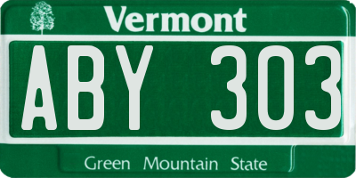 VT license plate ABY303