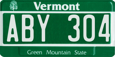 VT license plate ABY304