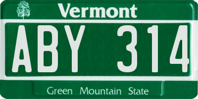 VT license plate ABY314