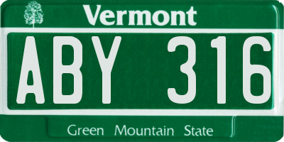 VT license plate ABY316