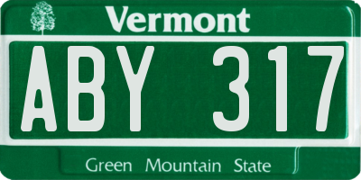 VT license plate ABY317