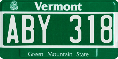 VT license plate ABY318