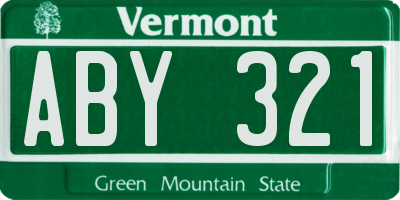 VT license plate ABY321