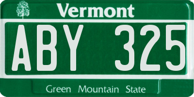 VT license plate ABY325