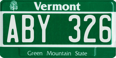 VT license plate ABY326