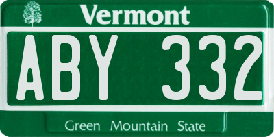 VT license plate ABY332