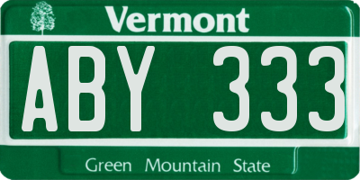 VT license plate ABY333