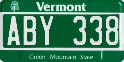 VT license plate ABY338