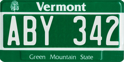 VT license plate ABY342