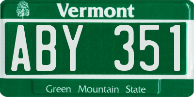 VT license plate ABY351