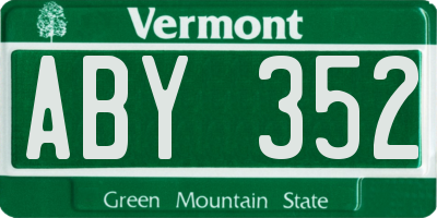 VT license plate ABY352