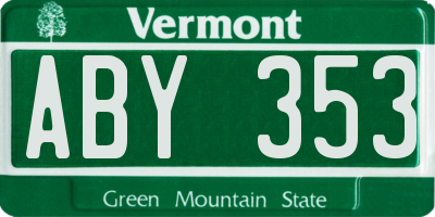VT license plate ABY353