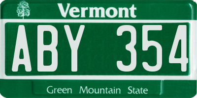 VT license plate ABY354