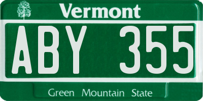 VT license plate ABY355