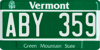 VT license plate ABY359