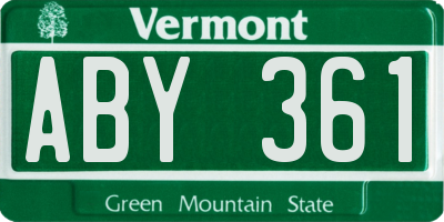 VT license plate ABY361