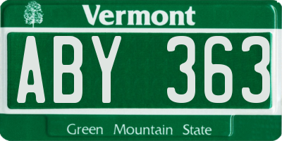 VT license plate ABY363
