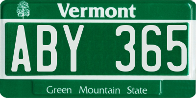 VT license plate ABY365