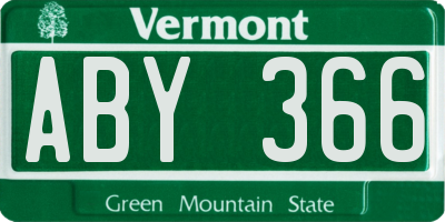 VT license plate ABY366
