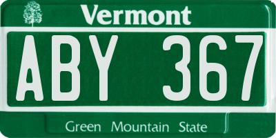 VT license plate ABY367