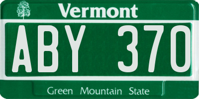 VT license plate ABY370