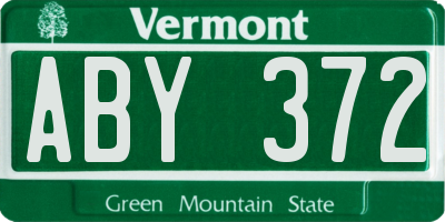 VT license plate ABY372