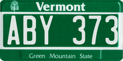 VT license plate ABY373