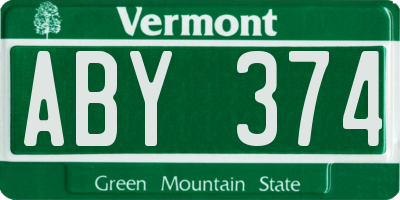 VT license plate ABY374