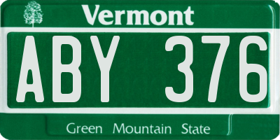 VT license plate ABY376