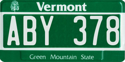 VT license plate ABY378