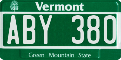 VT license plate ABY380
