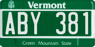 VT license plate ABY381