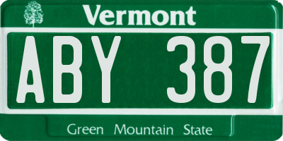VT license plate ABY387