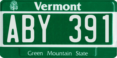 VT license plate ABY391