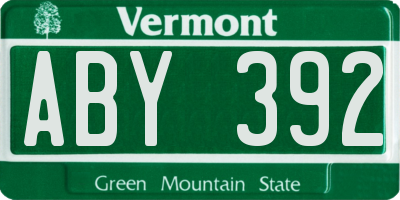 VT license plate ABY392
