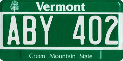 VT license plate ABY402