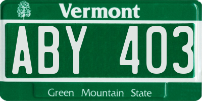 VT license plate ABY403