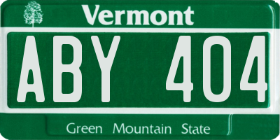 VT license plate ABY404