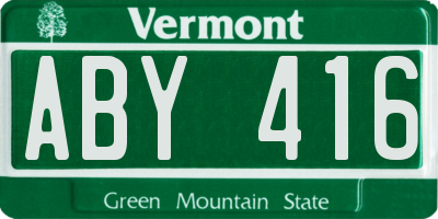 VT license plate ABY416
